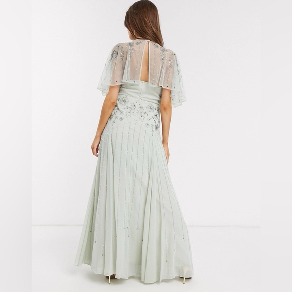 Elegant Mint Maternity Cape Dress - Picture 2 of 14